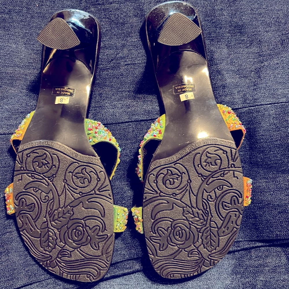 Tropical Tantrum Sandals Heels Beaded Size 8‎ - Picture 3 of 6